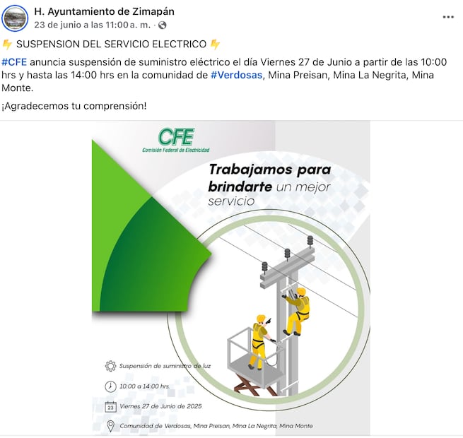 CFE anuncia corte de energía masivo: aquí te decimos cuándo y qué estados estarán afectados. Foto: Captura de pantalla