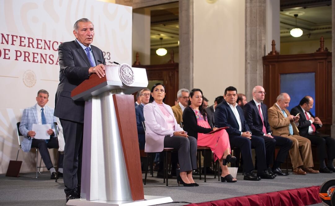 Adán Augusto López en la mañanera de López Obrador. Foto: Presidencia