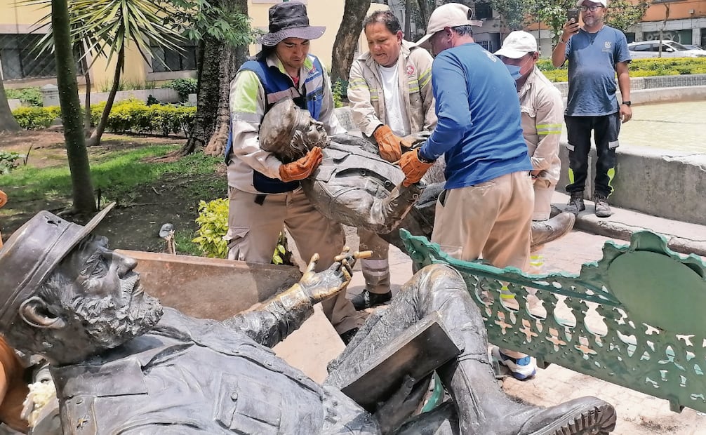 La Secretaría de Cultura federal pidió que se entreguen las piezas de la escultura Encuentro para reubicarlas, dijo la presidenta Sheinbaum. Foto: Archivo / EL UNIVERSAL