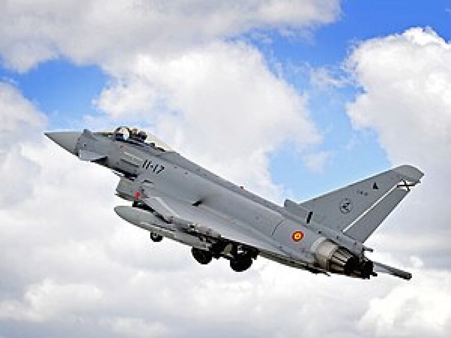 Un cazabombardero Typhoon, como el utilizado en los ataques de este jueves 11 de diciembre de 2024 en Yemen. FOTO: Ministerio británico de Defensa