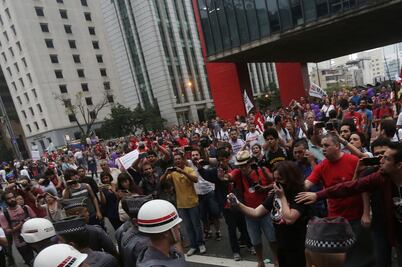Protesta contra Temer en Sao Paulo termina con incidentes