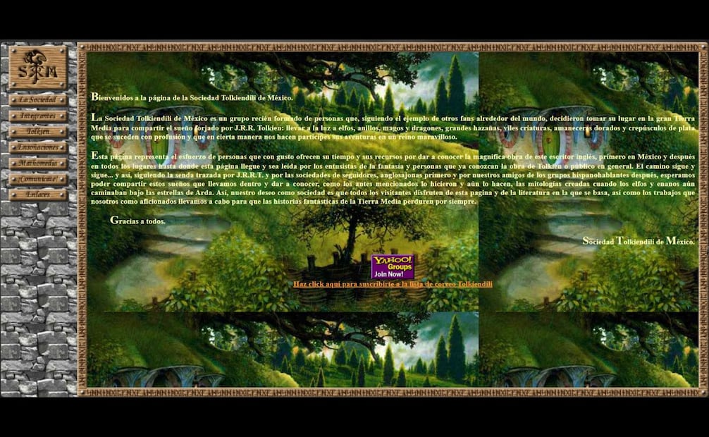 Esta captura de pantalla resulta casi un vestigio arqueológico de los primeros años del Internet, como también de los inicios de la STMAC, que desde antes de formalizarse recurrió a las entonces nuevas tecnologías para ampliar su alcance. Imagen: Sociedad Tolkiendili de México A.C.