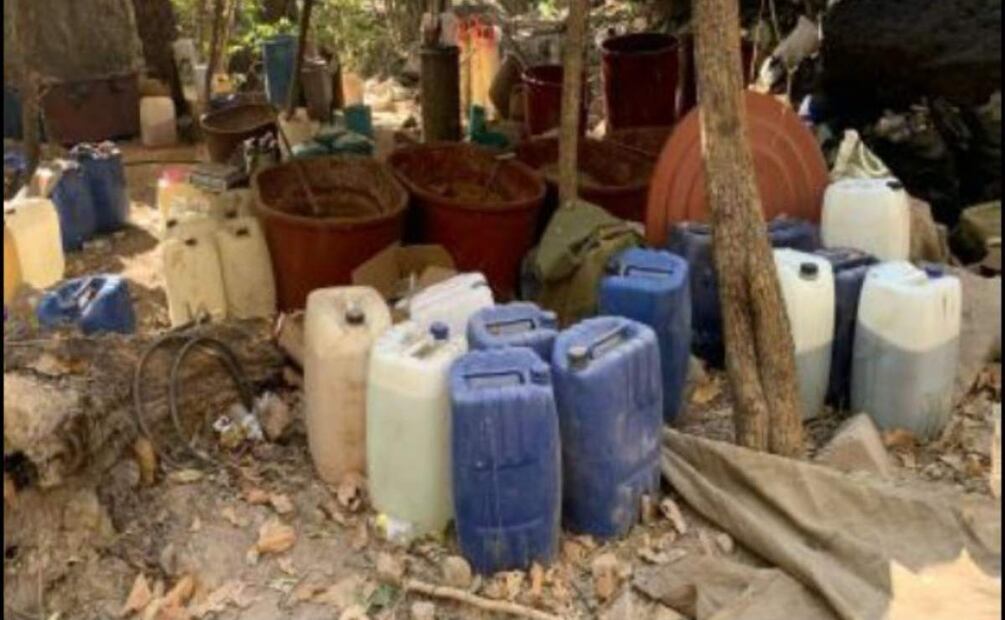 Fuerzas federales aseguran laboratorios clandestinos en Culiacán, Cosalá y Mocorito, Sinaloa (28/02/2025). Foto: Especial