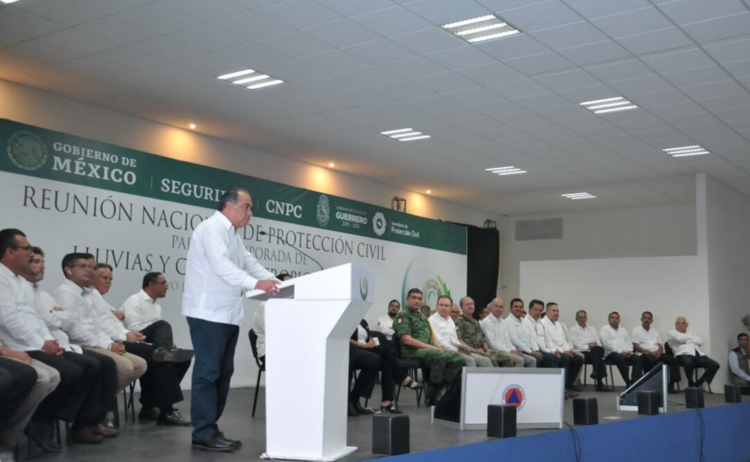 El gobernador de Guerrero, Héctor Astudillo durante la inauguración de la Reunión Nacional de Protección Civil. Foto: Especial 
