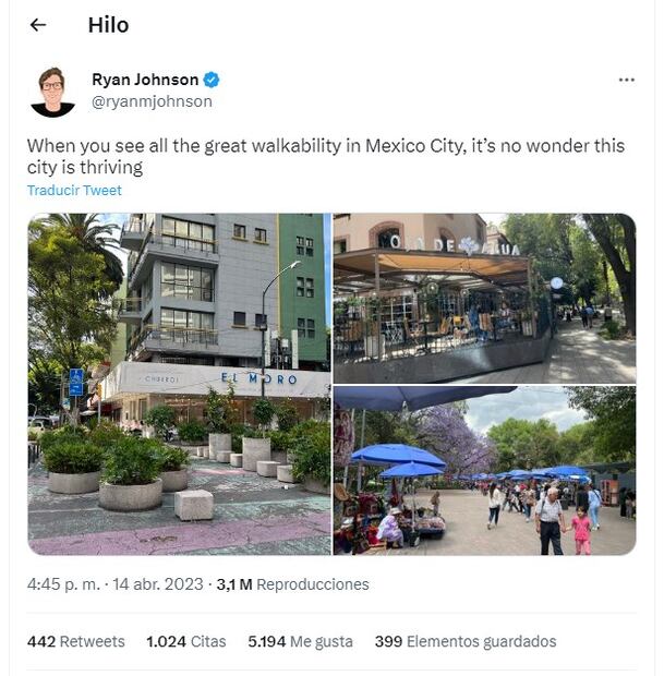El usuario documentó su visita a la CDMX. Foto: Captura de pantalla tomada de Twitter