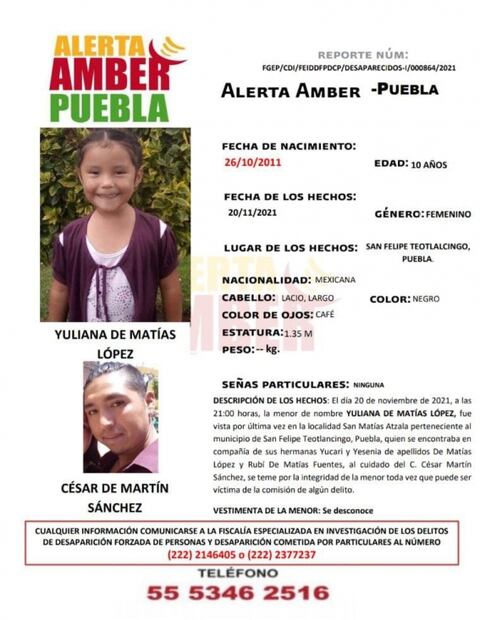 Activan la Alerta Amber para localizar a cuatro hermanitas sustraídas ilegalmente por su padre en Puebla