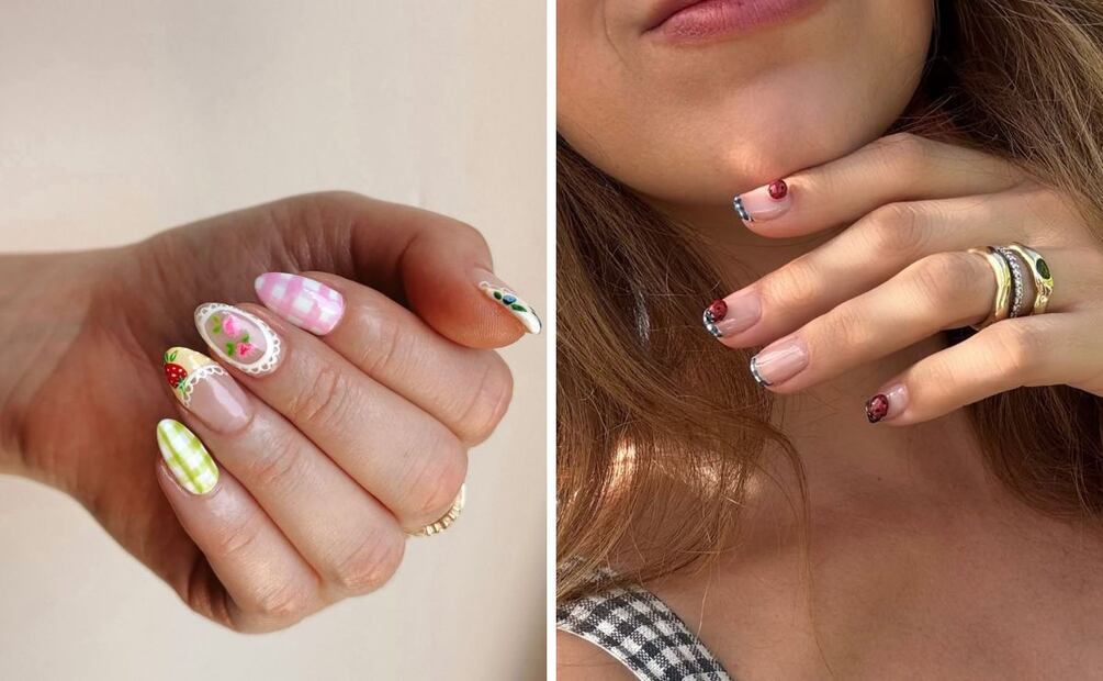 La famosa manicurista Betina Goldstein luce el estampado de cuadros vichy con estilo de manicura francesa. Foto: Especial. Instagram @nailartbyqueenie @betina_goldstein