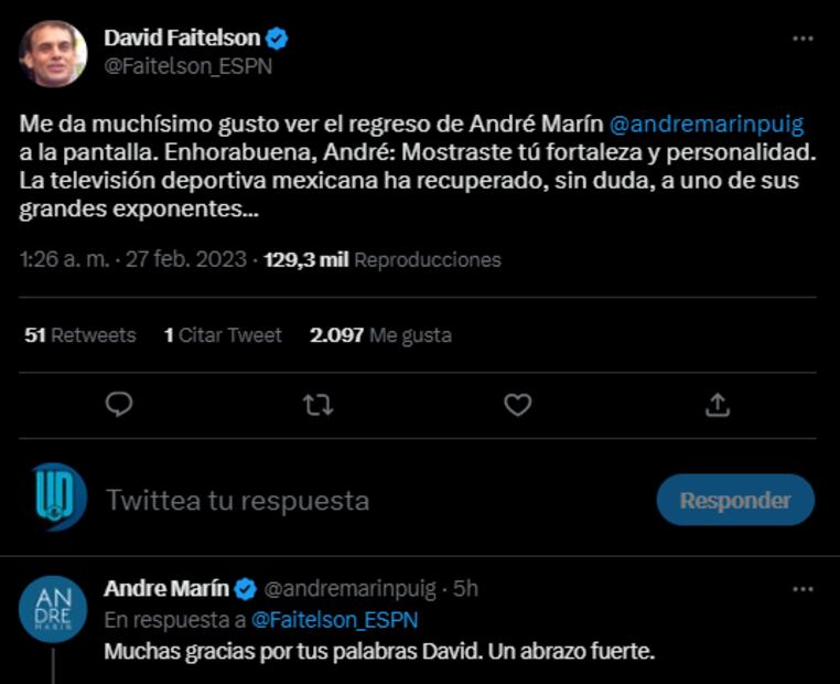 André Marín recibió un especial mensaje de David Faitelson por su regreso a la TV