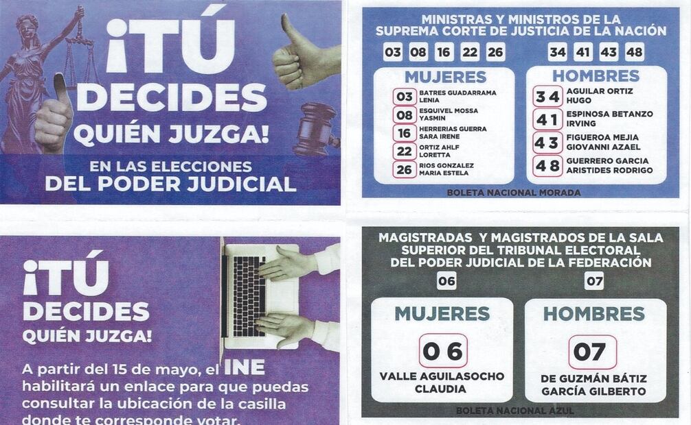 En los apartados del acordeón se incluyen los nombres de Lenia Batres, Yasmín Esquivel y Loretta Ortiz, entre otros candidatos. Foto: Especial