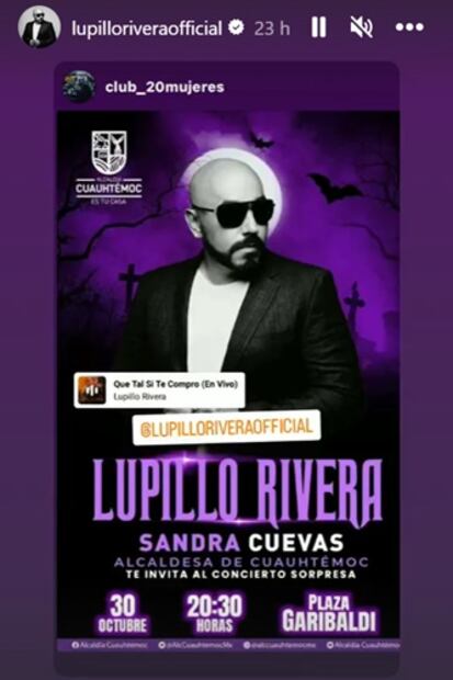 Lupillo Rivera se presentará esta noche en Garibalidi, la alcaldía Cuauhtémoc anuncia concierto sorpresa