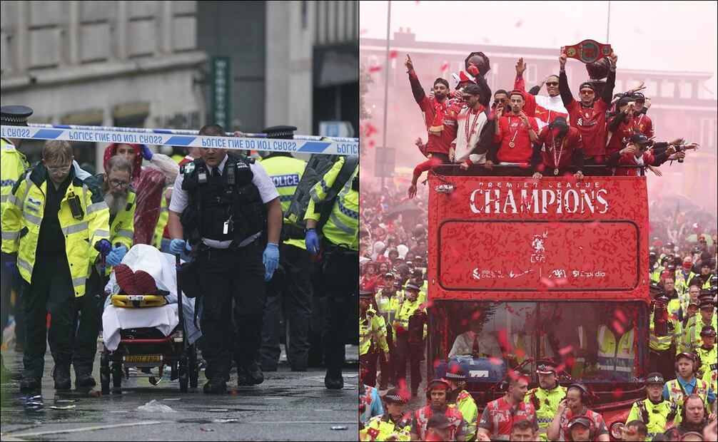 Atropellamiento masivo en los festejos del Liverpool por título de Premier League. FOTOS: AP y EFE