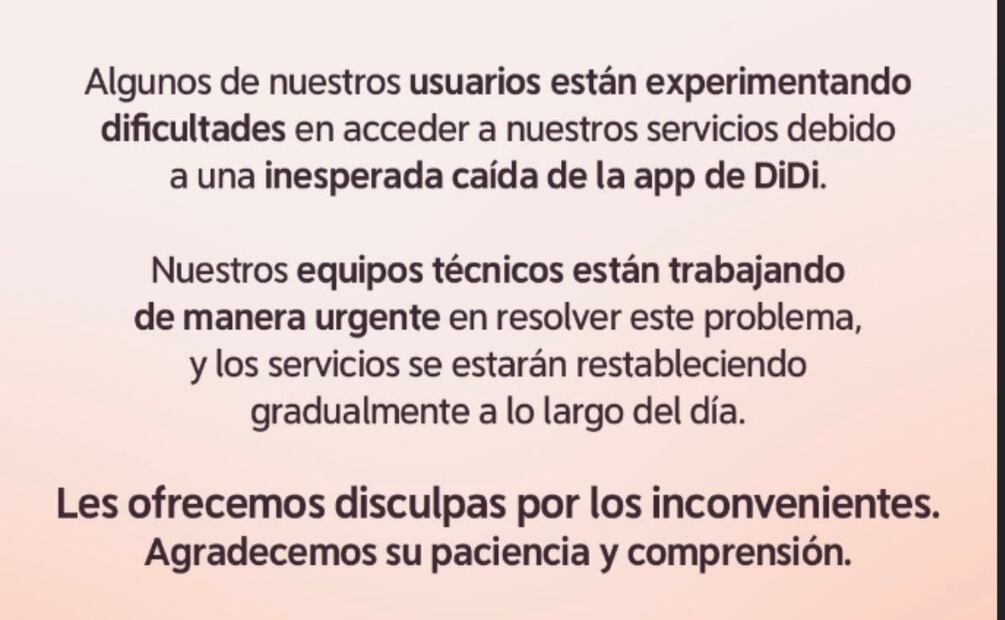 DiDi experimentó fallas en su app la mañana del 15 de octubre | Foto: captura de pantalla