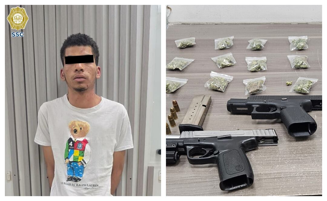 Detenidos un hombre y una mujer por posible vínculo con asesinato en la comuna 420 de Paseo de la Reforma; les hallaron armas y drogas. Foto: Especial