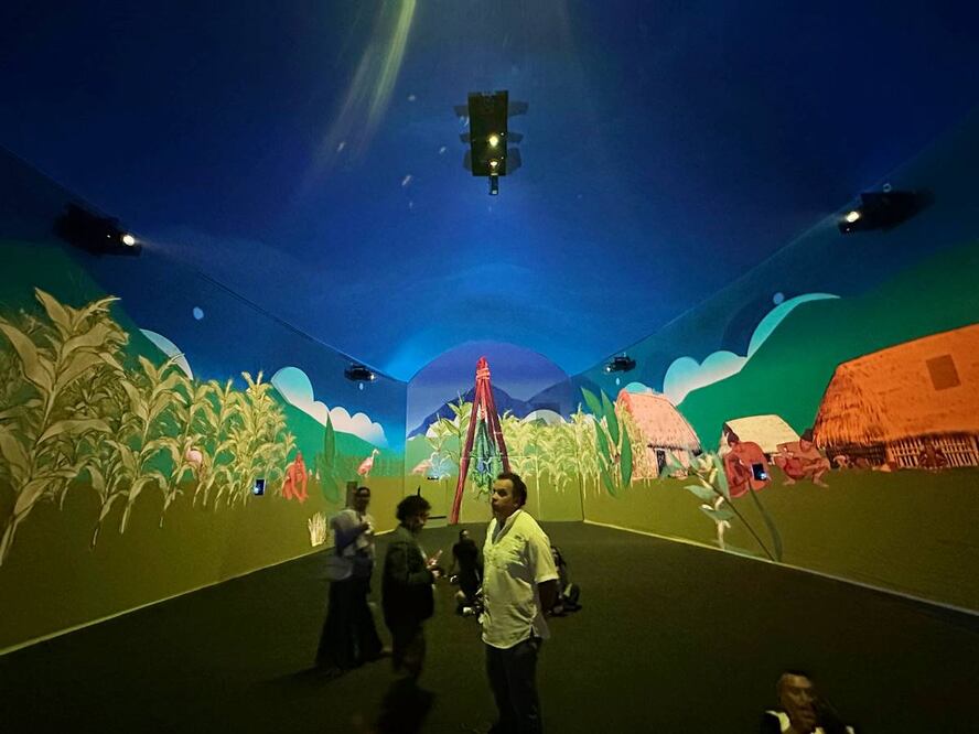 Así se ve por dentro la experiencia inmersiva "El Quinto Sol" del nuevo Parque Urbano Aztlán. Foto: Omar Moreno/El Universal