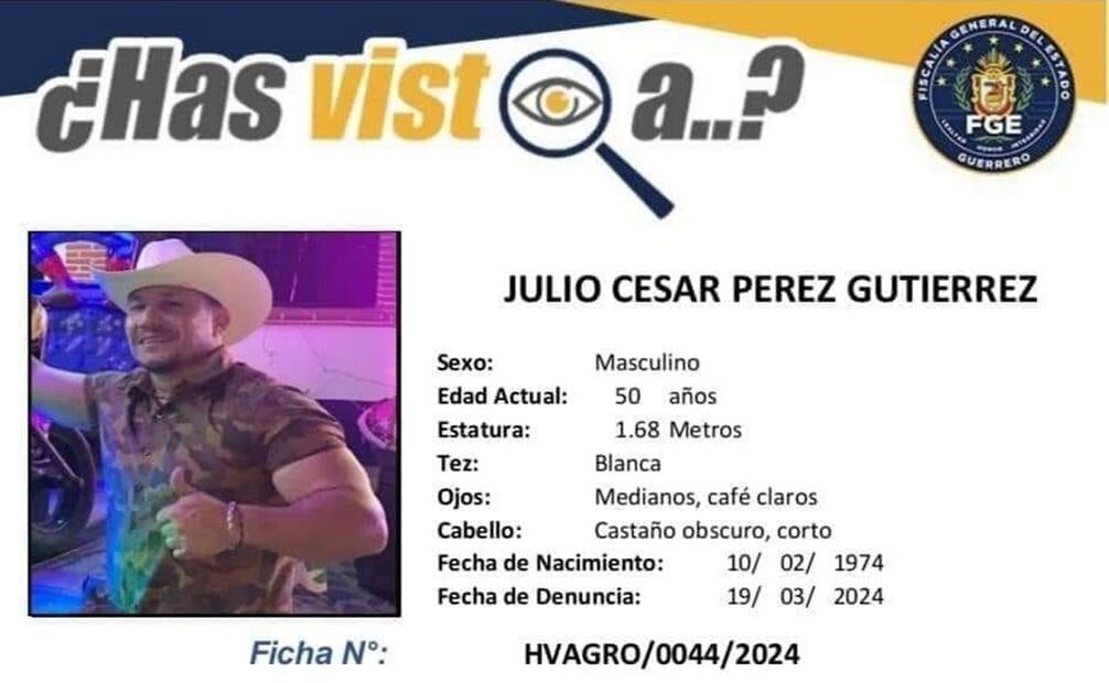 Julio Cesar Pérez Gutiérrez (visto por última vez el 18 de marzo)