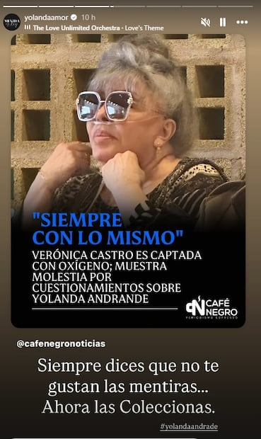 Yolanda Andrade reacciona con esta publicación a comentarios de Verónica Castro.
