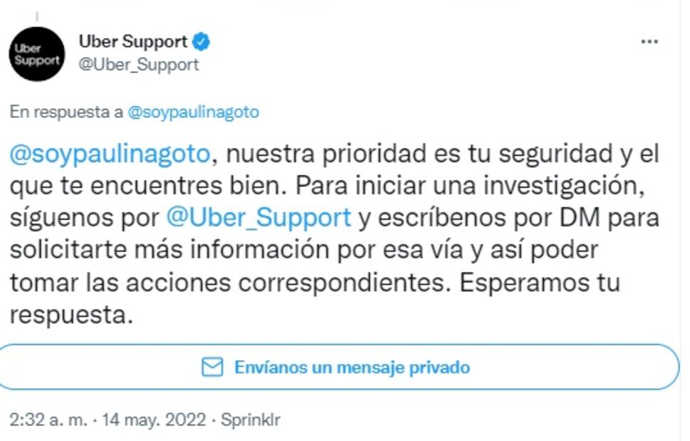 Actriz Paulina Goto acusa que se sintió amenazada en un Uber