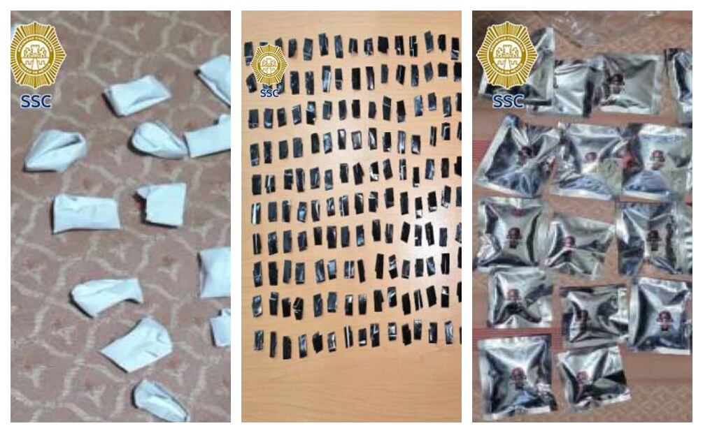 Cateos simultáneos en GAM e Iztacalco; caen tres personas y aseguran más de 18 kilos de droga. Foto: Especial
