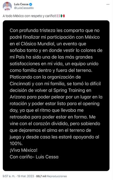 ¡Duro golpe! Luis Cessa abandona a la Selección Mexicana de Beisbol