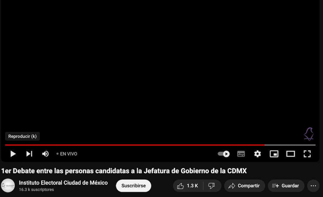 Fallas en transmisión del IECM por Debate CDMX 2024. / Foto: Captura video de Youtube.