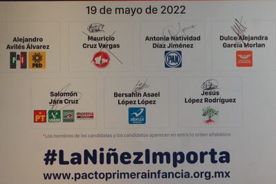 Firman 6 de 7 candidatos al gobierno de Oaxaca Pacto por la Primera Infancia