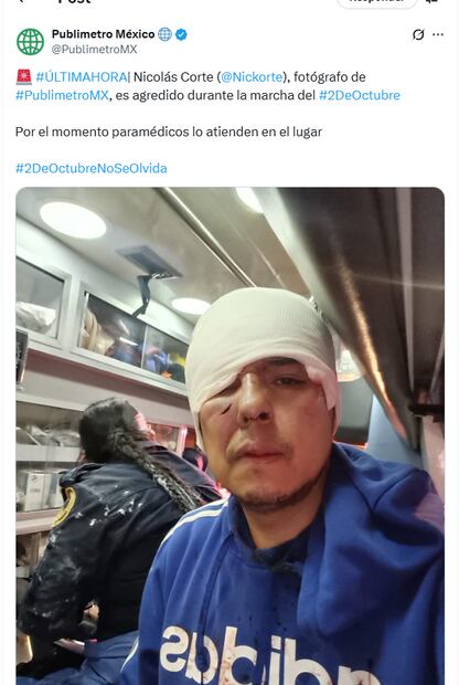 Agreden a fotógrafo de Publimetro MX (2/10/2025). Foto: Captura de pantalla