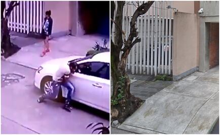 Captan en video a pareja que roba autopartes en la Roma