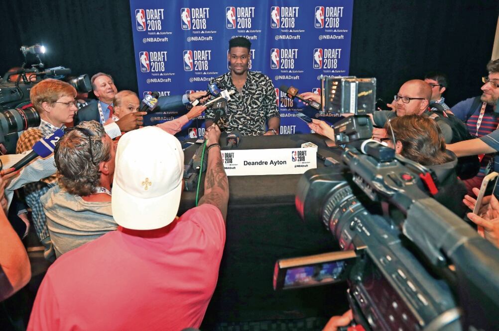El poste dialoga con la prensa en el Barclays Center de Brooklyn (MIKE LAWRIE. GETTY IMAGES)