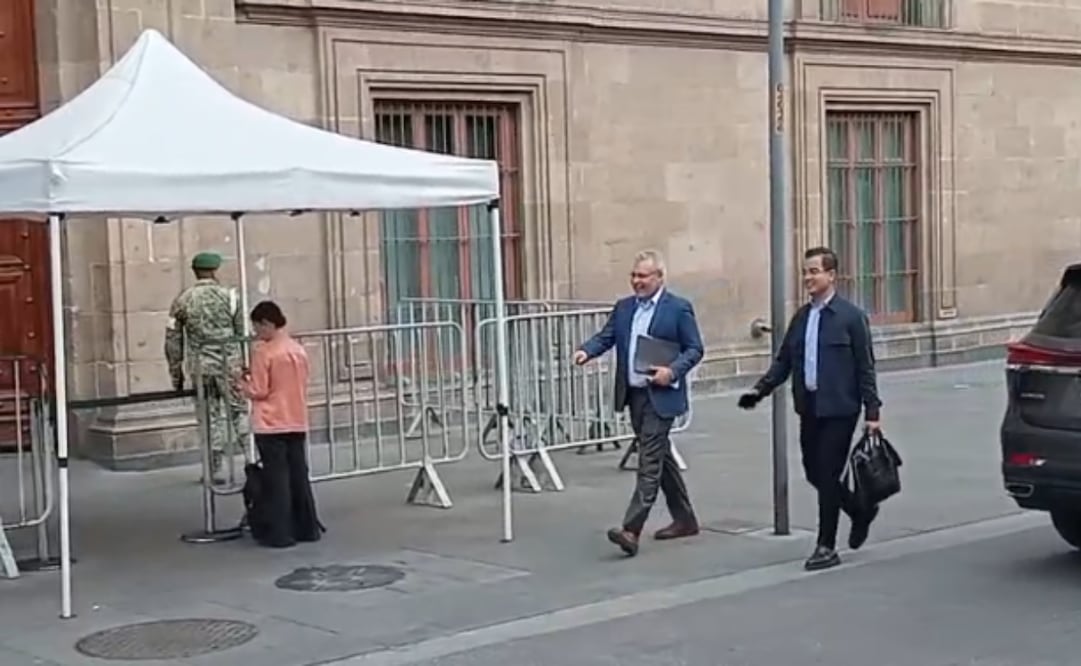 Gobernador de Michoacán llega a Palacio Nacional. Foto: Captura de pantalla