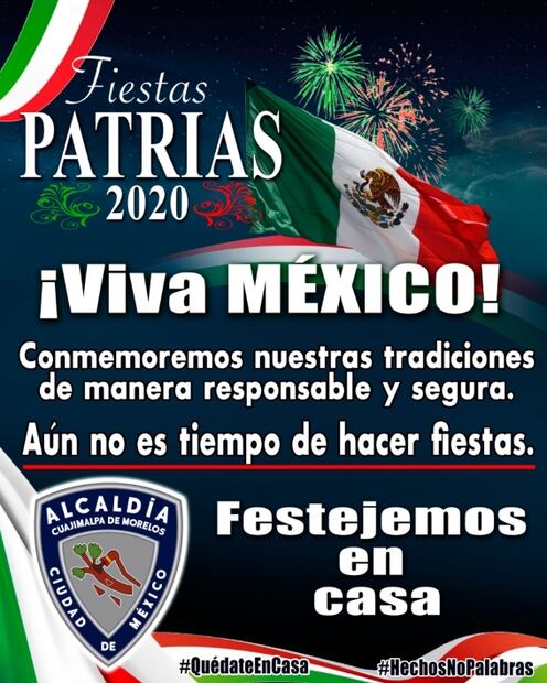 Alcaldías Cuajimalpa y Álvaro Obregón llaman a seguir festejos patrios virtuales