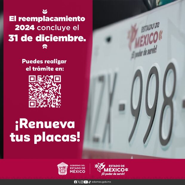 Todavía puedes renovar tus placas antes de que termine el 2024. Foto: X @AmbienteEdomex