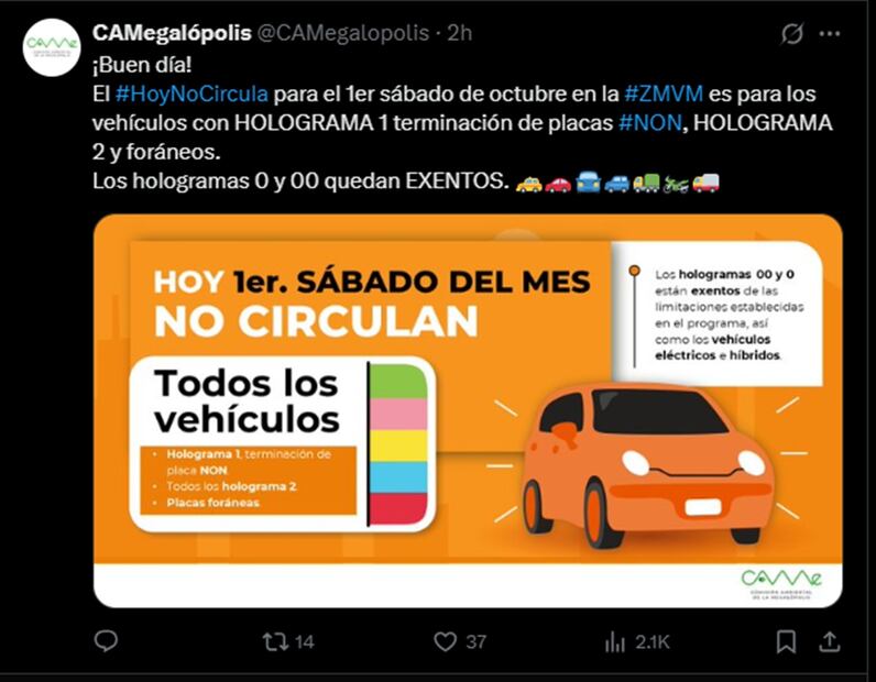 Hoy no circula. Foto: captura de pantalla