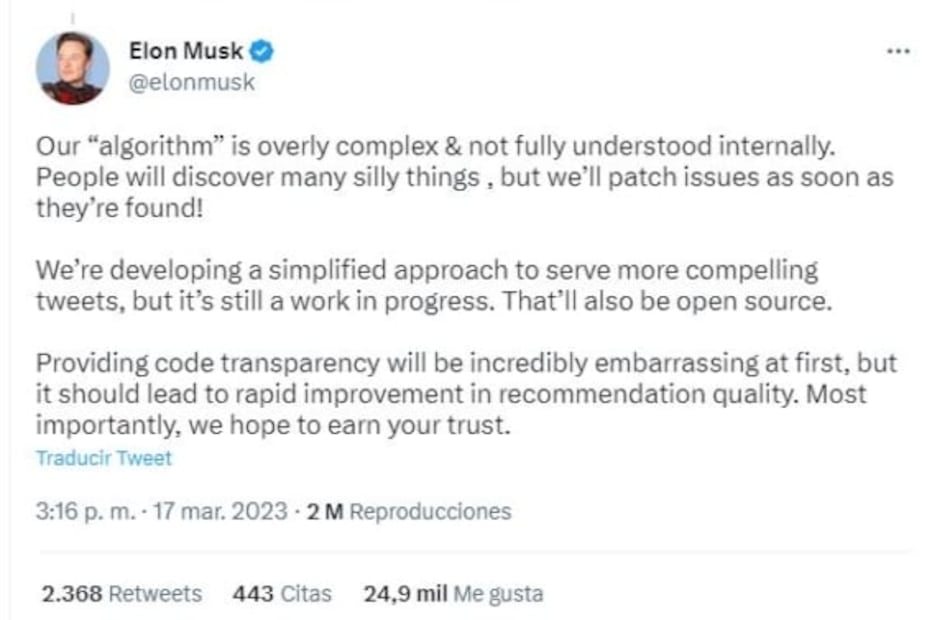 Musk: Twitter abrirá el código fuente usado para recomendar tuits