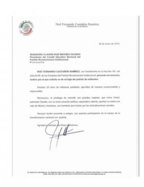 Senador Noé Castañón, señalado de violencia familiar, renuncia al PRI