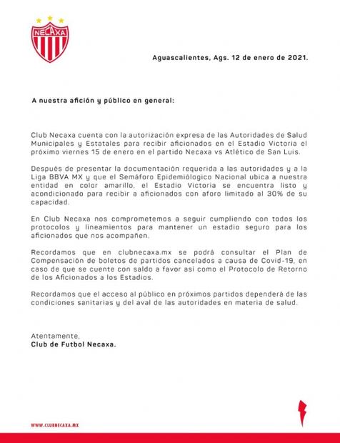 Necaxa tendrá aficionados en su partido vs Atlético de San Luis