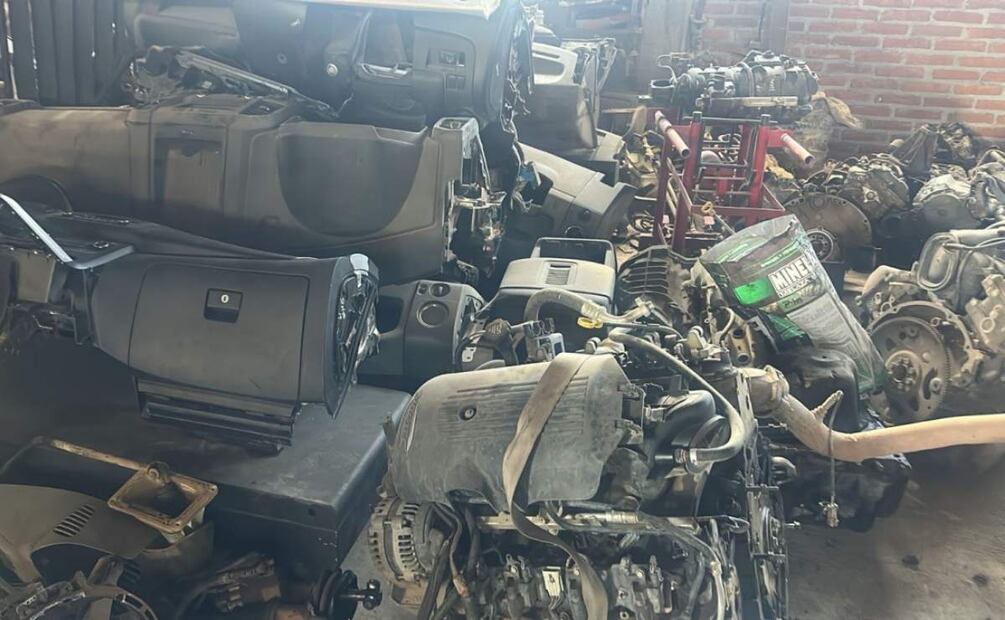 Hallan 122 motores y autopartes en narcobodega de Zacatecas (20/06/2025). Foto: Especial