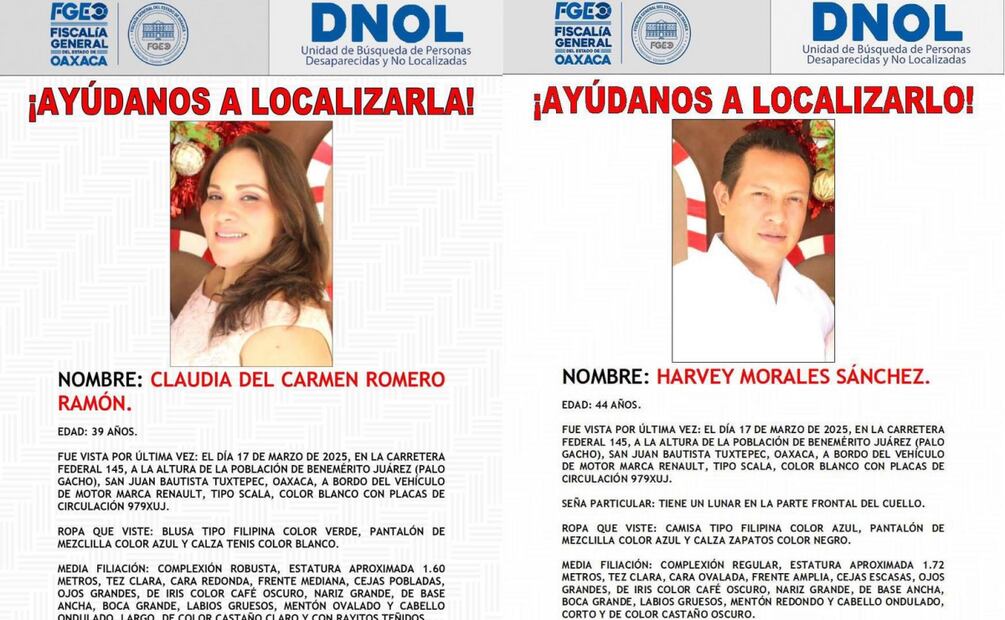 Desaparece en Oaxaca la hija del exsenador Adolfo Romero Lainas y su esposo (18/03/2025). Foto: Especial