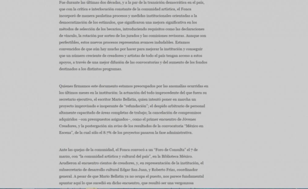 Artistas se muestran inconformes con la anunciada "refundación" del FONCA