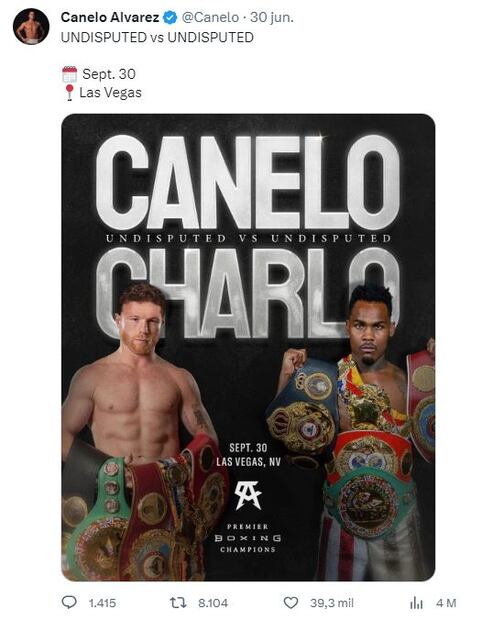 Tweet del Canelo Álvarez