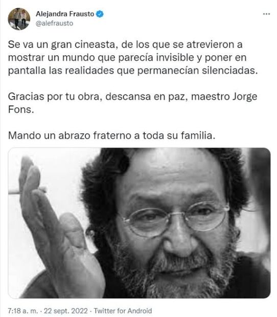 Adiós a Jorge Fons, comunidad artística despide al director mexicano