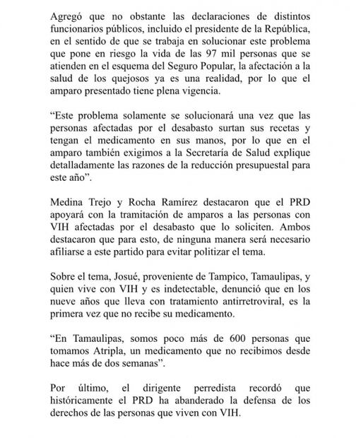 Va PRD por amparo en pro de VIH positivos