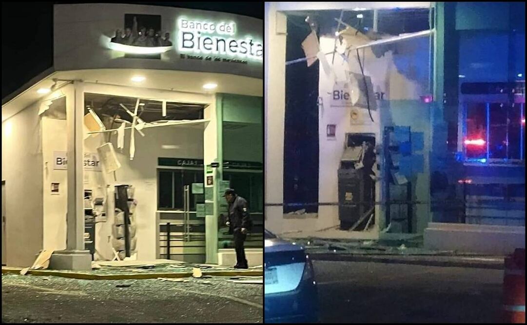 Con explosivos vandalizan Banco Bienestar de Tlaxcala. Fotos: Especial