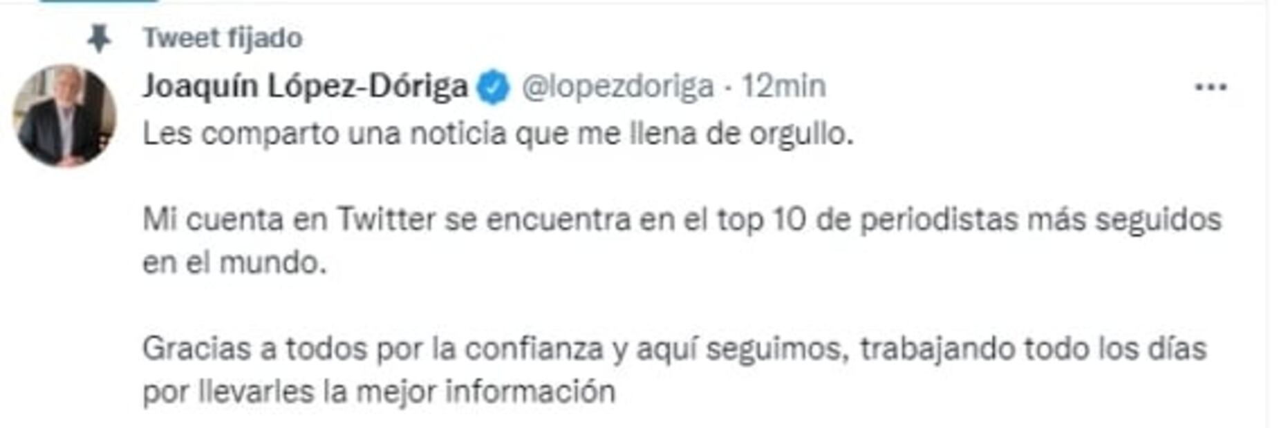 Loret, Aristegui y López-Dóriga, entre los 10 periodistas del mundo con más seguidores en Twitter