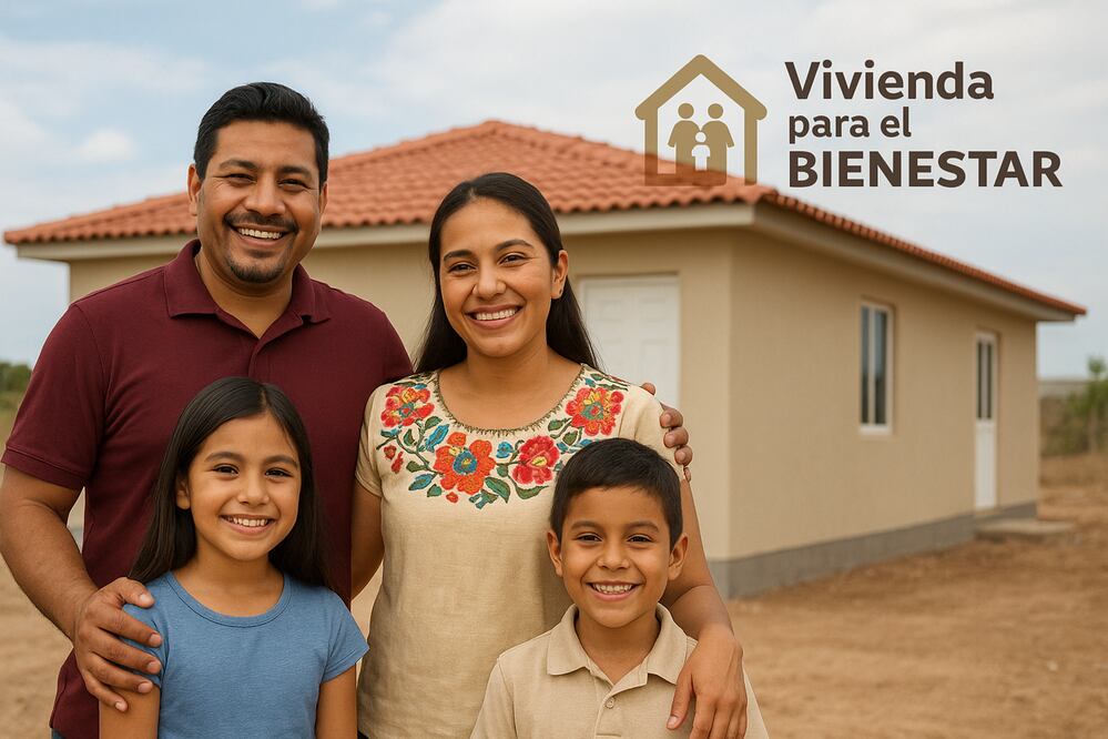 Las viviendas, de al menos 60 metros cuadrados, están destinadas para trabajadores que ganan entre 1 y 2 salarios mínimos y cuentan con dos recámaras, sala-comedor, cocina, baño completo, área de servicio, áreas verdes y de esparcimiento, así como todos los servicios: luz, agua y drenaje. Foto: Imagen creada con IA
