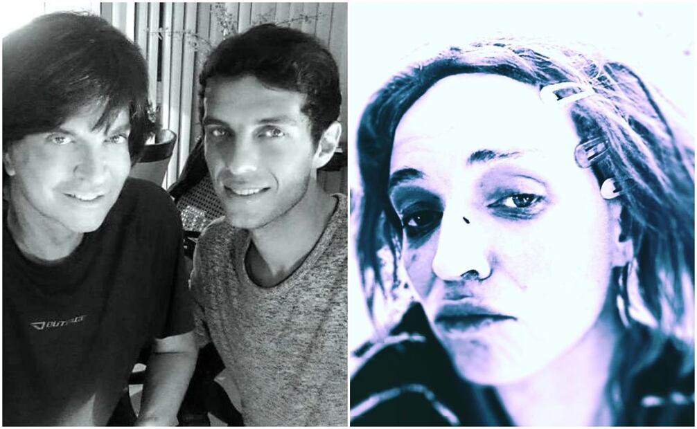 En la primera foto, Camilo Sesto con su hijo Camilo Blanes. En la segunda foto Blanes aparece irreconocible en redes sociales.