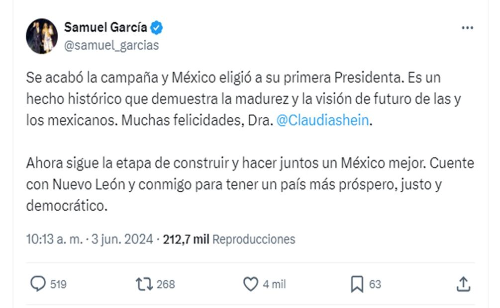 Felicita Samuel García a Claudia Sheinbaum por su triunfo. Foto: Captura de pantalla
