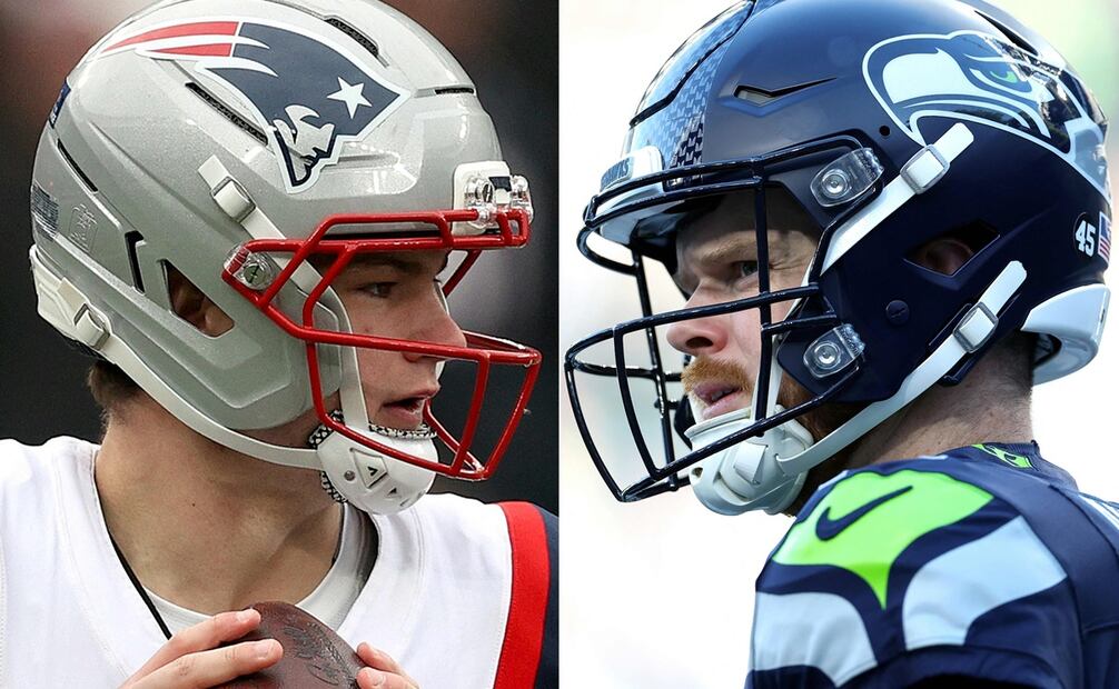 Drake Maye de los New England Patriots y Sam Darnold de los Seattle Seahawks - Foto: AFP