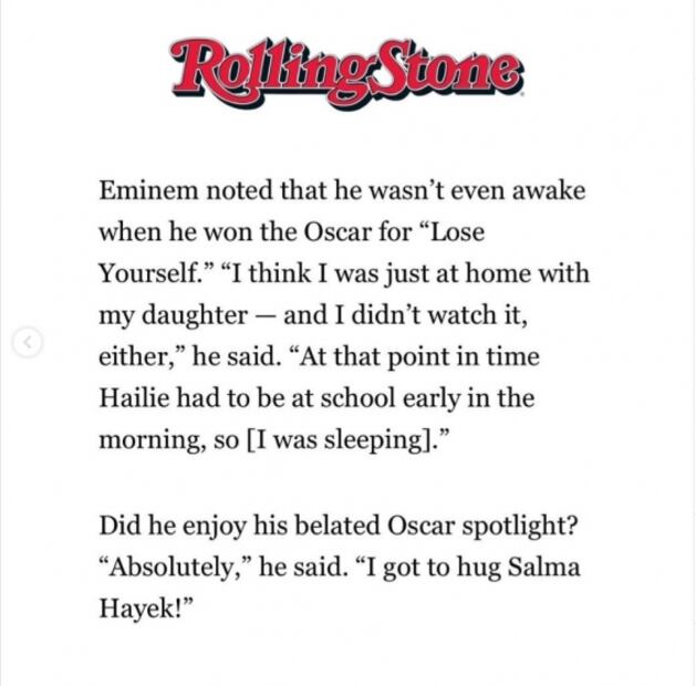 Salma Hayek conoce a Eminem, hace el oso y él se aterroriza
