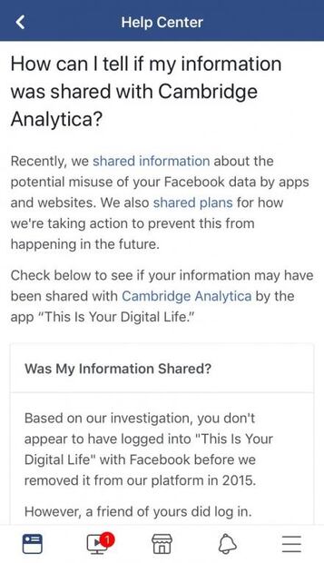 Facebook empieza a alertar a usuarios afectados por filtración de datos