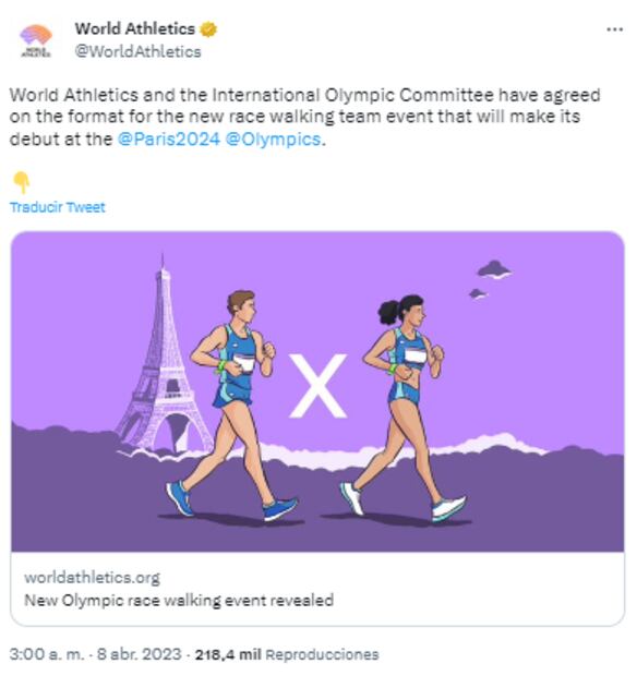 Tuit de la World Athletics